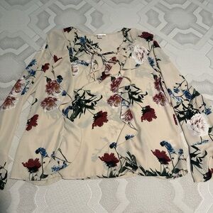 Floral Ruffle Blouse in Cream and Red